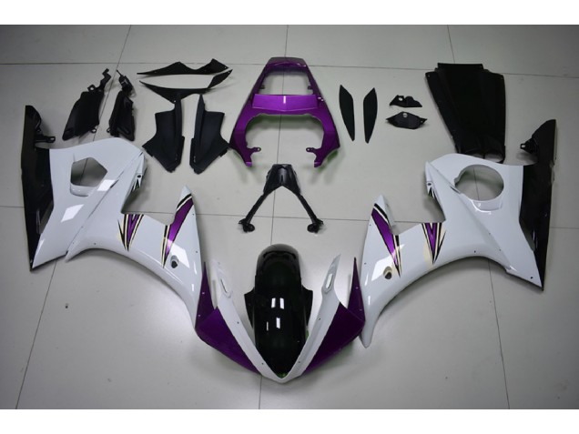 Acentos En Blanco Brillante & Morado 03-04 R6 Carenado Acentos En Blanco Brillante & Morado 03-04 R6 Carenado