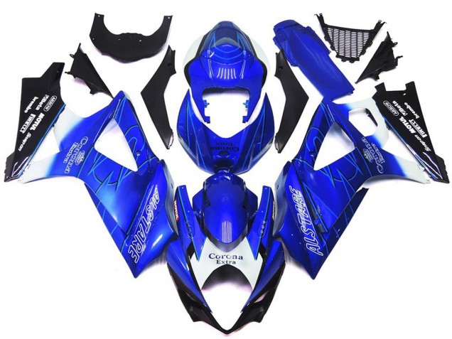 Azul Vibrante Con Blanco Corona 07-08 GSXR 1000 Carenado