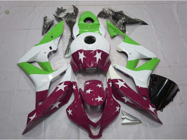 Barras & Estrellas Verdes & Granates 07-08 CBR600RR Carenado