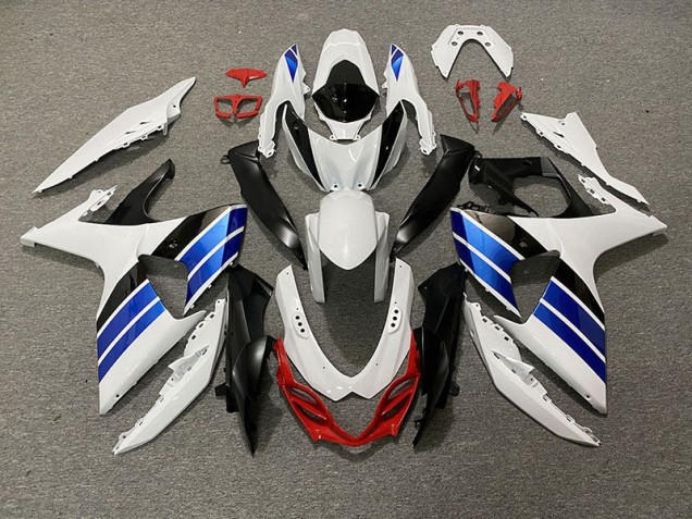 Blanco Brillante Azul Negro & Rojo 09-16 GSXR 1000 Carenado Blanco Brillante Azul Negro & Rojo 09-16 GSXR 1000 Carenado