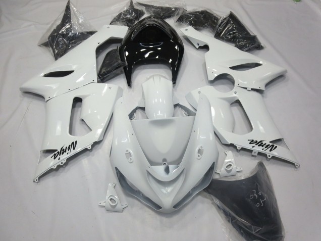 Blanco Brillante Con Cola Negra 05-06 ZX6R Carenado Blanco Brillante Con Cola Negra 05-06 ZX6R Carenado