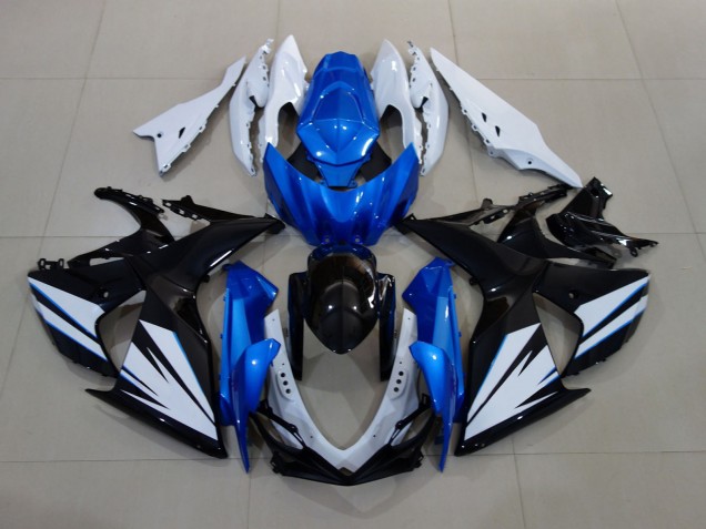 Blanco Brillante & Negro Con Rojo Azul Mate 09-16 GSXR 1000 Carenado
