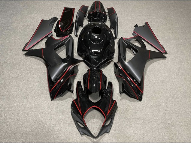 Borde Negro Mate & Brillante & Rojo 07-08 GSXR 1000 Carenado Borde Negro Mate & Brillante & Rojo 07-08 GSXR 1000 Carenado
