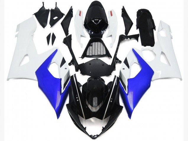 Brillo Azul & Blanco Brillo 05-06 GSXR 1000 Carenado Brillo Azul & Blanco Brillo 05-06 GSXR 1000 Carenado