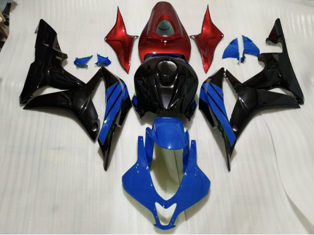 Detalles En Negro Brillante Azul & Rojo 07-08 CBR600RR Carenado Detalles En Negro Brillante Azul & Rojo 07-08 CBR600RR Carenado