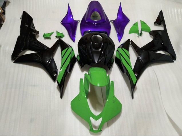 Detalles En Negro Brillante Verde & Morado 07-08 CBR600RR Carenado Detalles En Negro Brillante Verde & Morado 07-08 CBR600RR Carenado