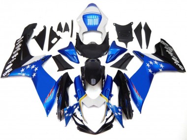 Estilo Azul Con Estrellas Rojas 11-24 GSXR 600-750 Carenado
