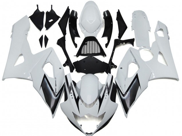 Estilo Blanco Brillante Con Toques Plateados 05-06 GSXR 1000 Carenado
