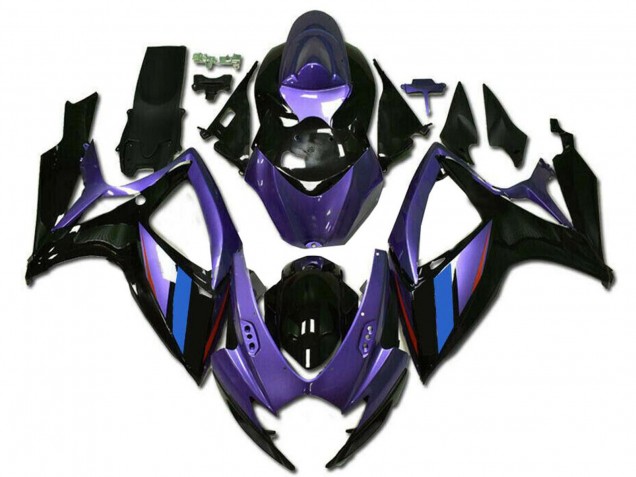 Descuento Carenados Moto Suzuki GSXR 600/750 2006-2007 - Púrpura Azul Negro Brillante Raya
