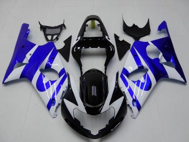 Descuento Carenado Moto Suzuki GSXR 1000 2000-2002 - Blanco Azul Negro Brillante