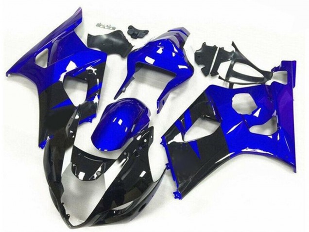 Descuento Carenados Moto Suzuki GSXR 1000 2003-2004 - Azul Negro Brillante Raya