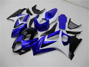Descuento Carenados Moto Suzuki GSXR 1000 2007-2008 - Blanco Azul Negro No Calcomanía