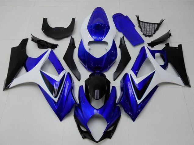 Descuento Carenados Moto Suzuki GSXR 1000 2007-2008 - Blanco Azul Negro No Calcomanía