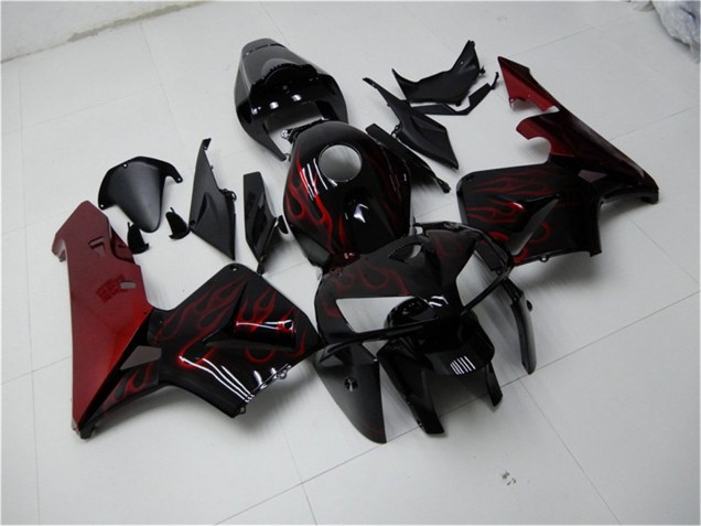 Descuento Kits Carenado Moto Honda CBR600RR 2005-2006 - Negro Brillante Rojo Llama