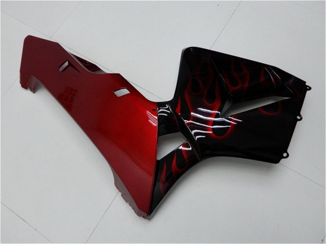 Descuento Kits Carenado Moto Honda CBR600RR 2005-2006 - Negro Brillante Rojo Llama