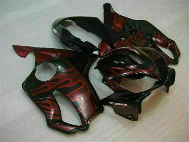 Descuento Carenados Moto Honda CBR600 F4i 2004-2007 - Negro Brillante Rojo Llama
