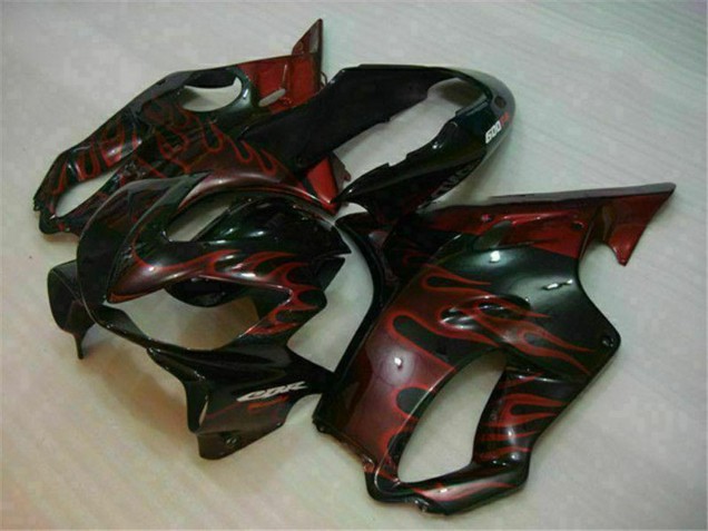 Descuento Carenados Moto Honda CBR600 F4i 2004-2007 - Negro Brillante Rojo Llama
