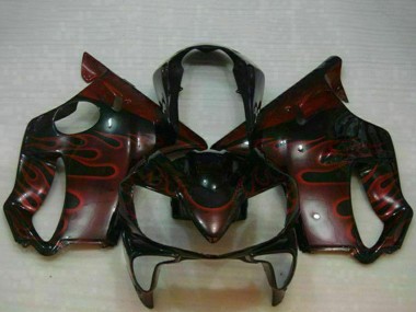 Descuento Carenados Moto Honda CBR600 F4i 2004-2007 - Negro Brillante Rojo Llama
