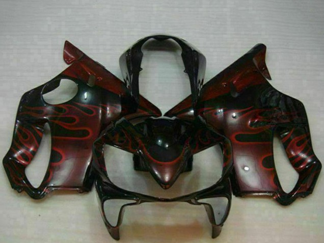 Descuento Carenados Moto Honda CBR600 F4i 2004-2007 - Negro Brillante Rojo Llama
