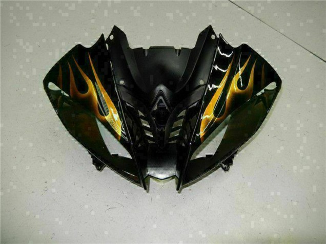 Descuento Carenados Moto Yamaha YZF R6 2008-2016 - Negro Brillante Oro Llama