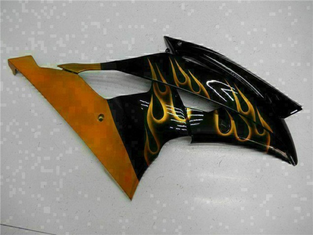 Descuento Carenados Moto Yamaha YZF R6 2008-2016 - Negro Brillante Oro Llama