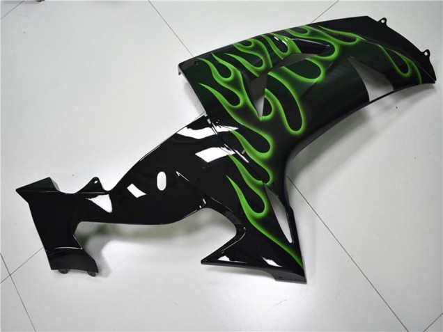 Descuento Carenados Moto Kawasaki ZX10R 2006-2007 - Negro Brillante Verde Llama
