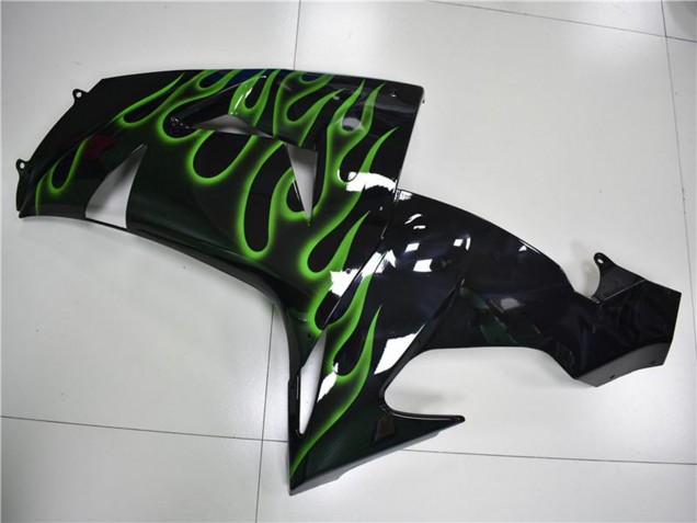 Descuento Carenados Moto Kawasaki ZX10R 2006-2007 - Negro Brillante Verde Llama