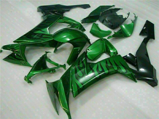 Descuento Carenados Moto Kawasaki ZX10R 2008-2010 - Negro Brillante Verde Llama