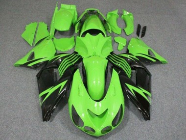 Descuento Carenado Moto Kawasaki ZX14R ZZR1400 2006-2011 - Verde Negro Brillante