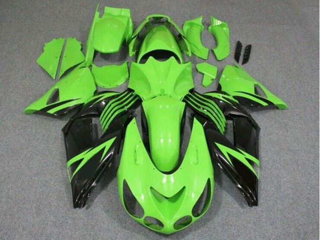 Descuento Carenado Moto Kawasaki ZX14R ZZR1400 2006-2011 - Verde Negro Brillante