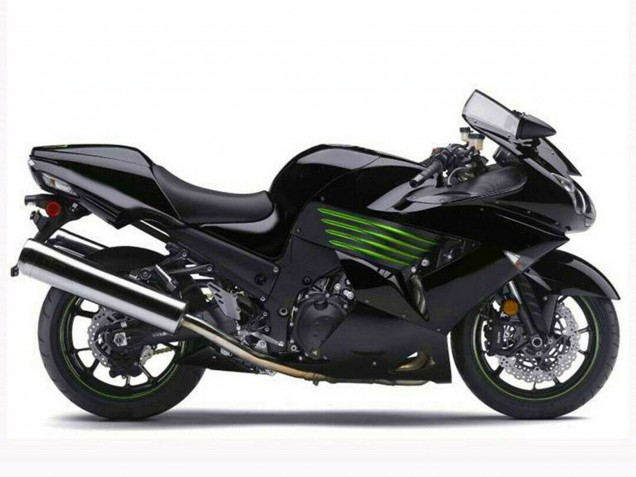 Descuento Carenados Moto Kawasaki ZX14R ZZR1400 2006-2011 - Negro Brillante Verde