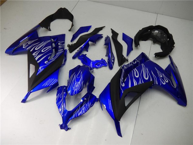Descuento Carenados Moto Kawasaki Ninja 300 EX300R 2013-2024 - Azul Negro Blanco Llama