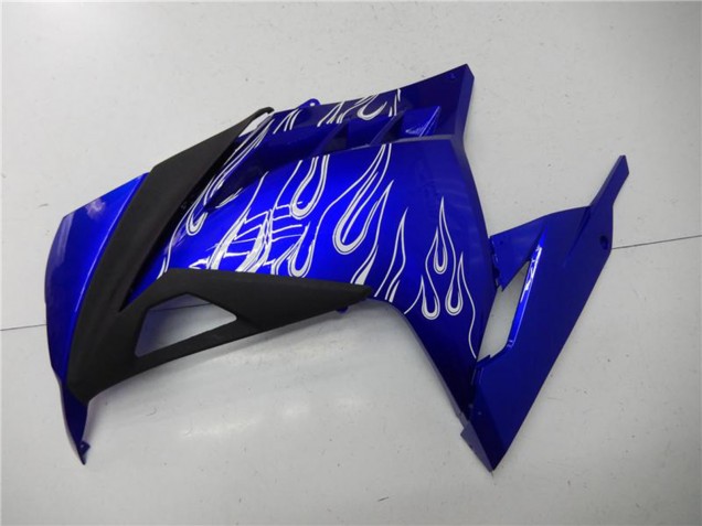 Descuento Carenados Moto Kawasaki Ninja 300 EX300R 2013-2024 - Azul Negro Blanco Llama