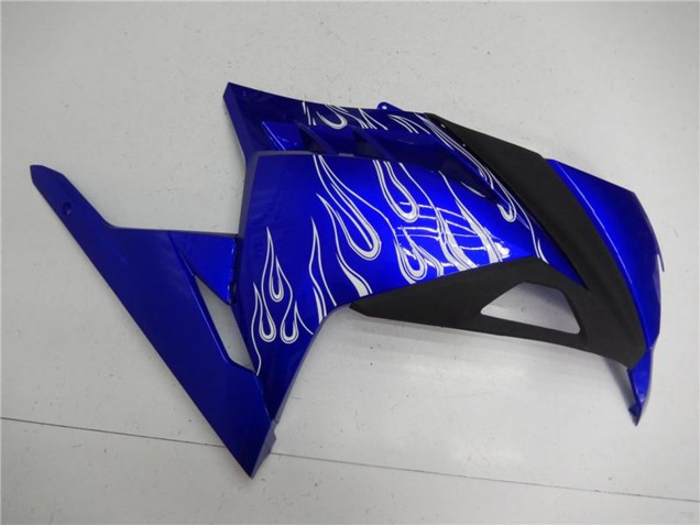 Descuento Carenados Moto Kawasaki Ninja 300 EX300R 2013-2024 - Azul Negro Blanco Llama