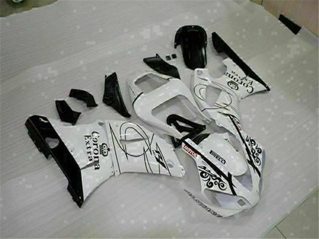Descuento Carenados Moto Yamaha YZF R1 2000-2001 - Blanco Negro Corona Extra