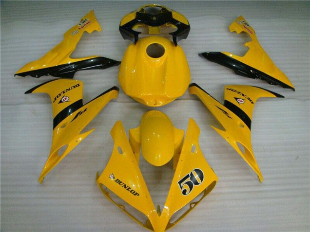 Descuento Carenados Moto Yamaha YZF R1 2004-2006 - Amarillo Negro Brillante Dunlop 50
