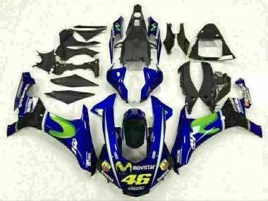 Descuento Carenados Moto Yamaha YZF R1 2015-2019 - Azul Plata Negro Verde MoviStar