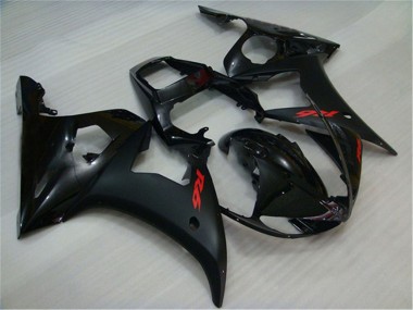 Descuento Carenados Moto Yamaha YZF R6 2003-2004 - Negro Brillante Negro Mate Rojo Calcomanías