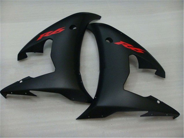 Descuento Carenados Moto Yamaha YZF R6 2003-2004 - Negro Brillante Negro Mate Rojo Calcomanías