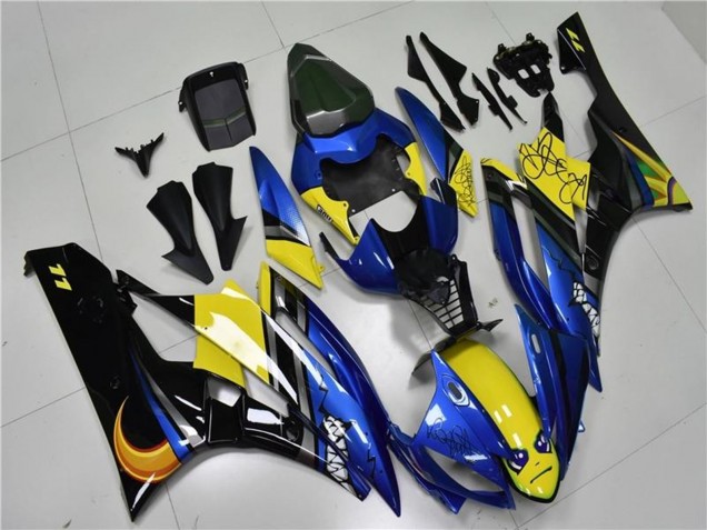 Descuento Carenados Moto Yamaha YZF R6 2006-2007 - Azul Amarillo Negro Brillante Tiburón