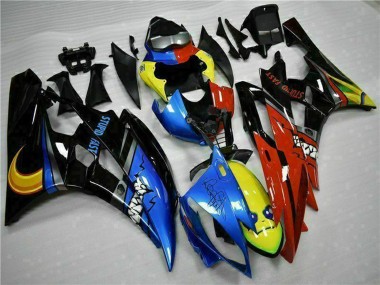 Descuento Carenados Moto Yamaha YZF R6 2006-2007 - Amarillo Azul Rojo Negro Brillante Tiburón