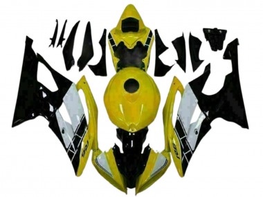 Descuento Carenados Moto Yamaha YZF R6 2008-2016 - Amarillo Blanco Negro Brillante