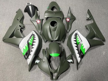 Descuento Carenados Moto Honda CBR600RR 2007-2008 - Verde Militar Blanco Verde Tiburón