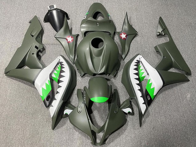 Descuento Carenados Moto Honda CBR600RR 2007-2008 - Verde Militar Blanco Verde Tiburón