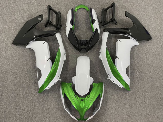 Descuento Carenados Moto Kawasaki Ninja 650R 2009-2011 - Blanco Verde Negro Mate