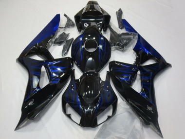Descuento Carenados Moto Honda CBR1000RR 2006-2007 - Negro Brillante Azul Llama