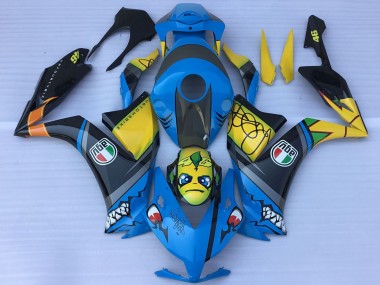 Descuento Carenados Moto Honda CBR1000RR 2012-2016 - Azul Amarillo Negro Brillante Tiburón Teeth