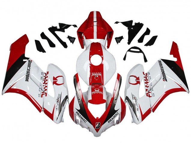 Descuento Carenados Moto Honda CBR1000RR 2004-2005 - Blanco Rojo Negro Brillante Pramac Bridgestone