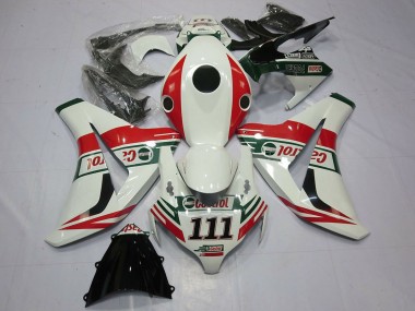 Descuento Carenados Moto Honda CBR1000RR 2008-2011 - Blanco Rojo Verde Castrol 111