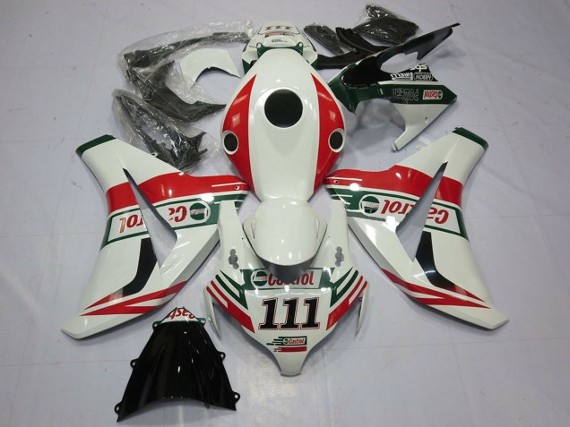 Descuento Carenados Moto Honda CBR1000RR 2008-2011 - Blanco Rojo Verde Castrol 111